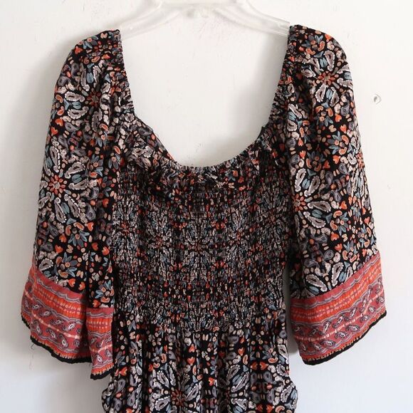 Angie Short Sleeve Shirred Floral Jumpsuit - Size Medium - Picture 2 of 7